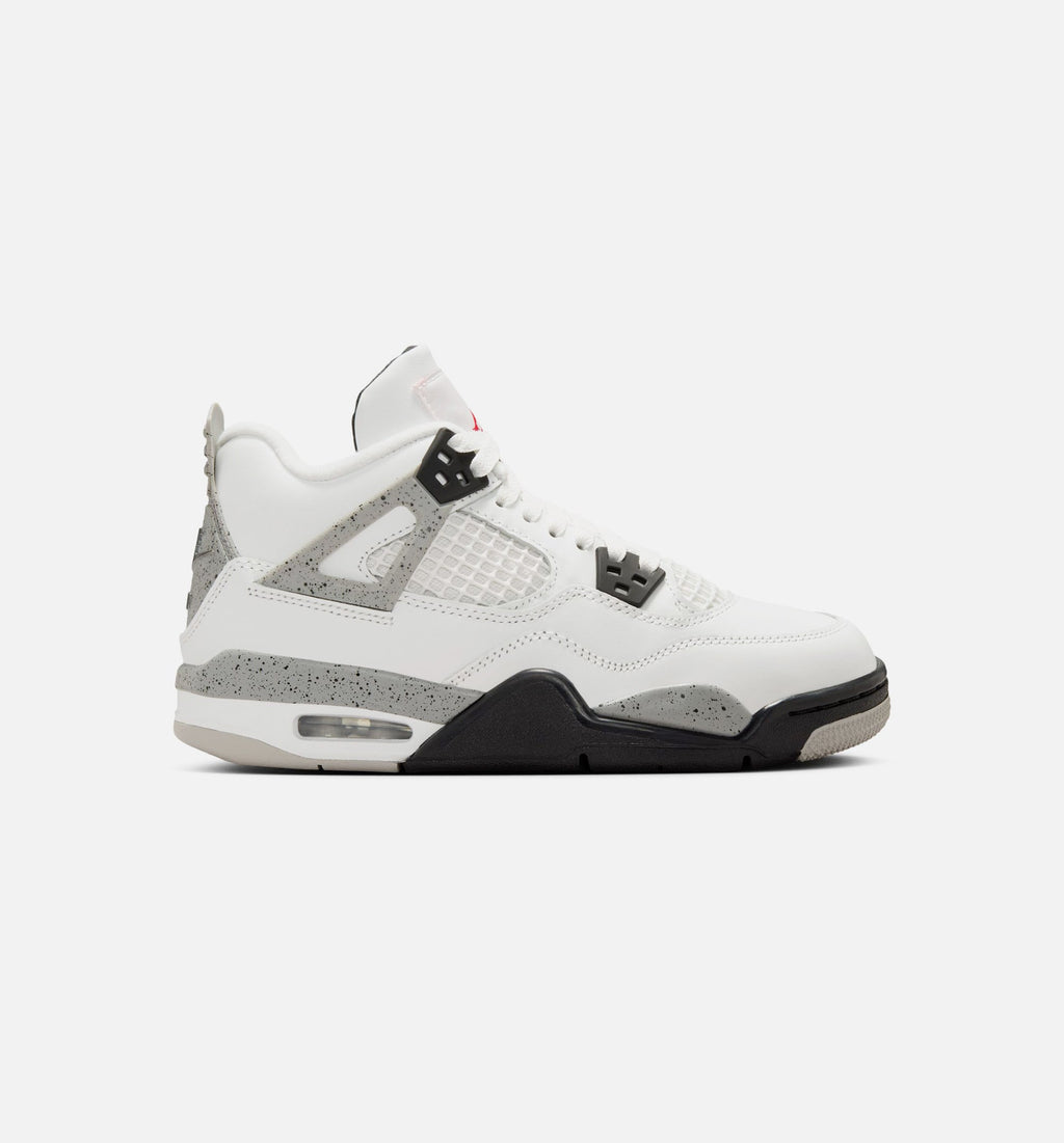 Air Jordan 4 Retro 'White Cement' Grade School - Summit White/Fire Red/Cement Grey/Black