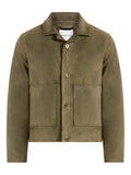 Manière De Voir Michel suede-effect revere-collar green jacket