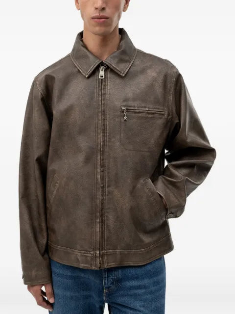 HUGO zip-up faux-leather jacket