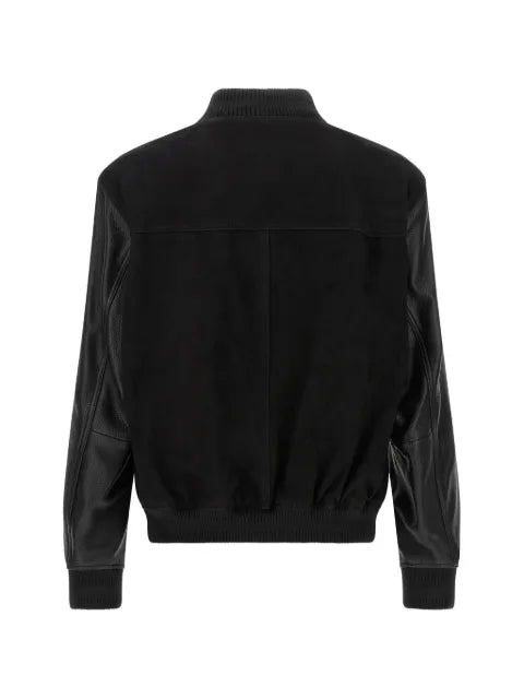 BOSS monogram-patch bomber jacket