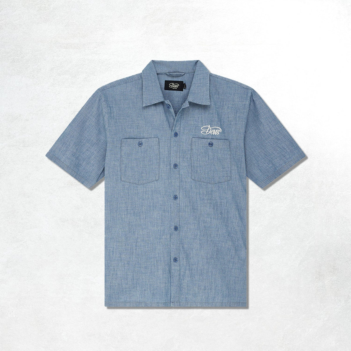 Deus Forecourt Chambray Shirt: Mid Indigo