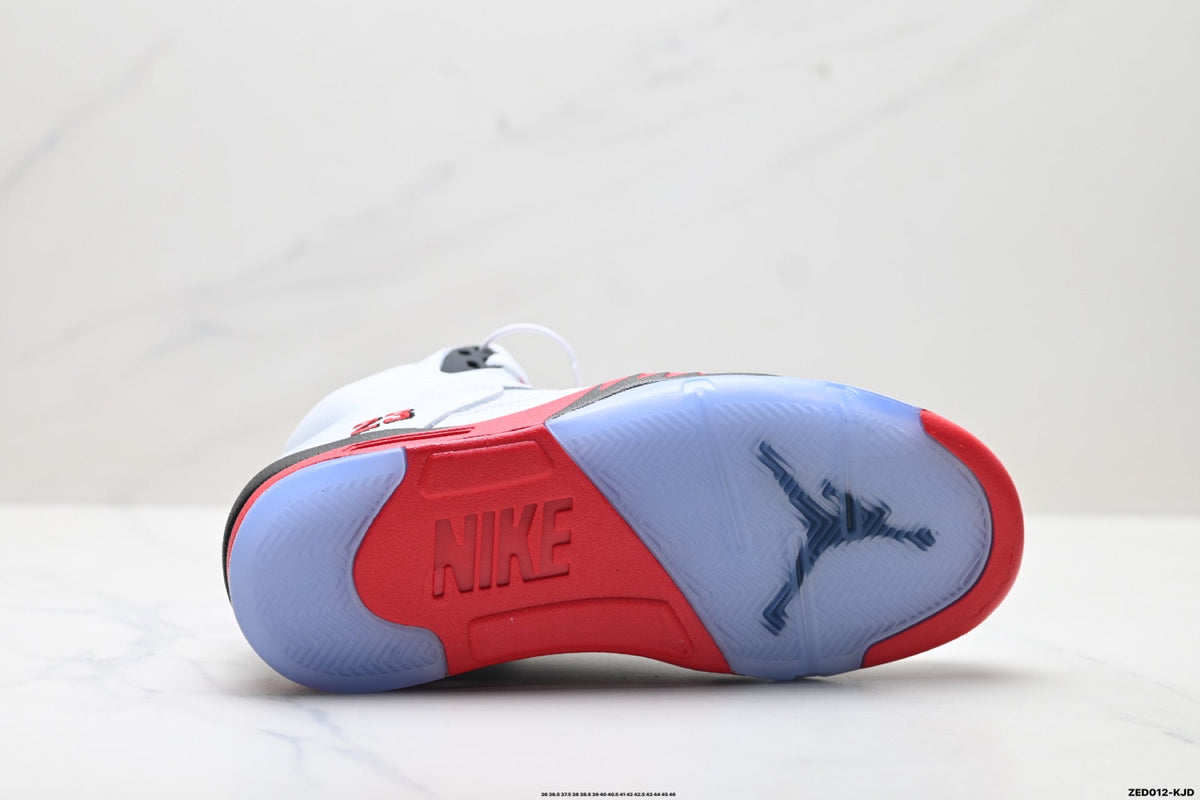 Air Jordan 5 Retro White Fire Red Black Sneakers