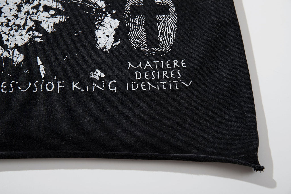 MAJESTIK Washed Black Distressed Graphic T-Shirt