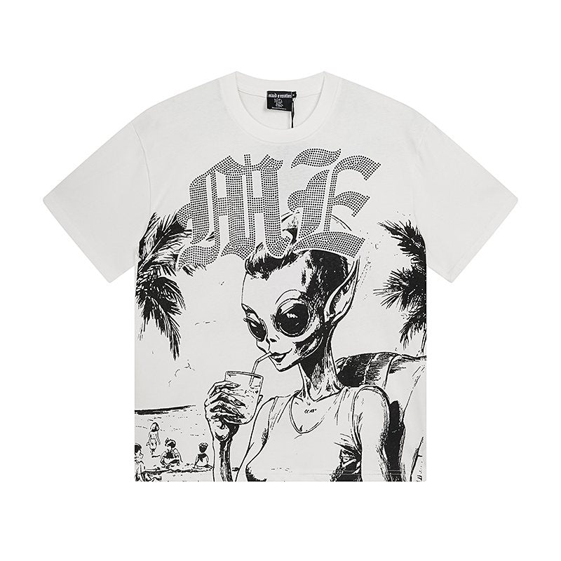 Mixed Emotions Alien Palm Tree Graphic T-Shirt