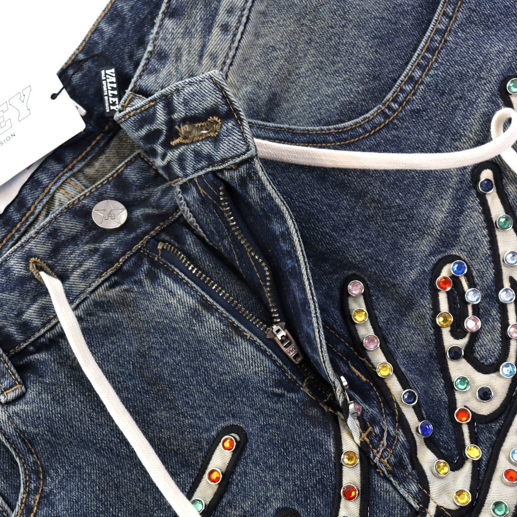 VALE Skittle Graphic Washed Denim Shorts