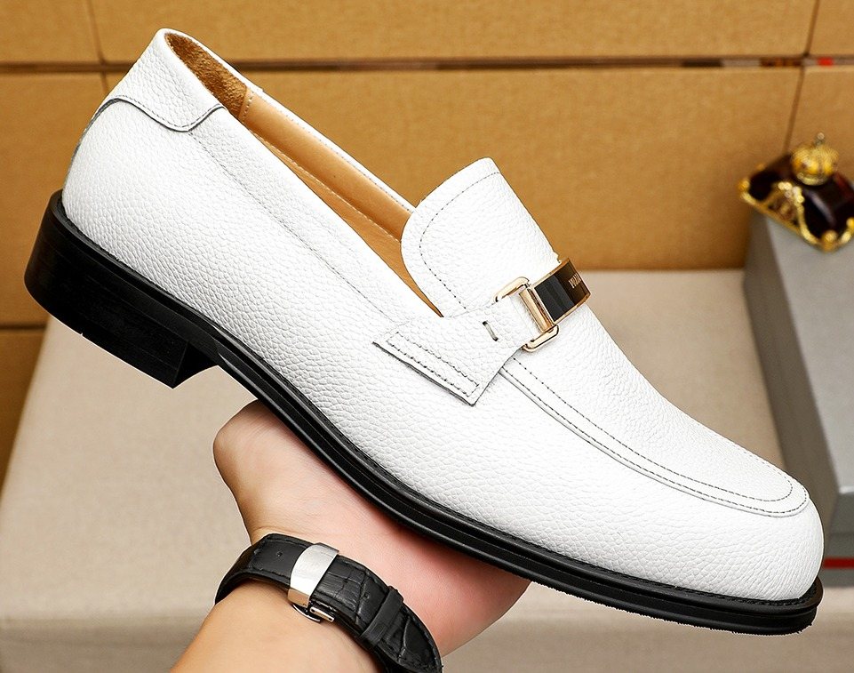 Prada White Leather Loafers