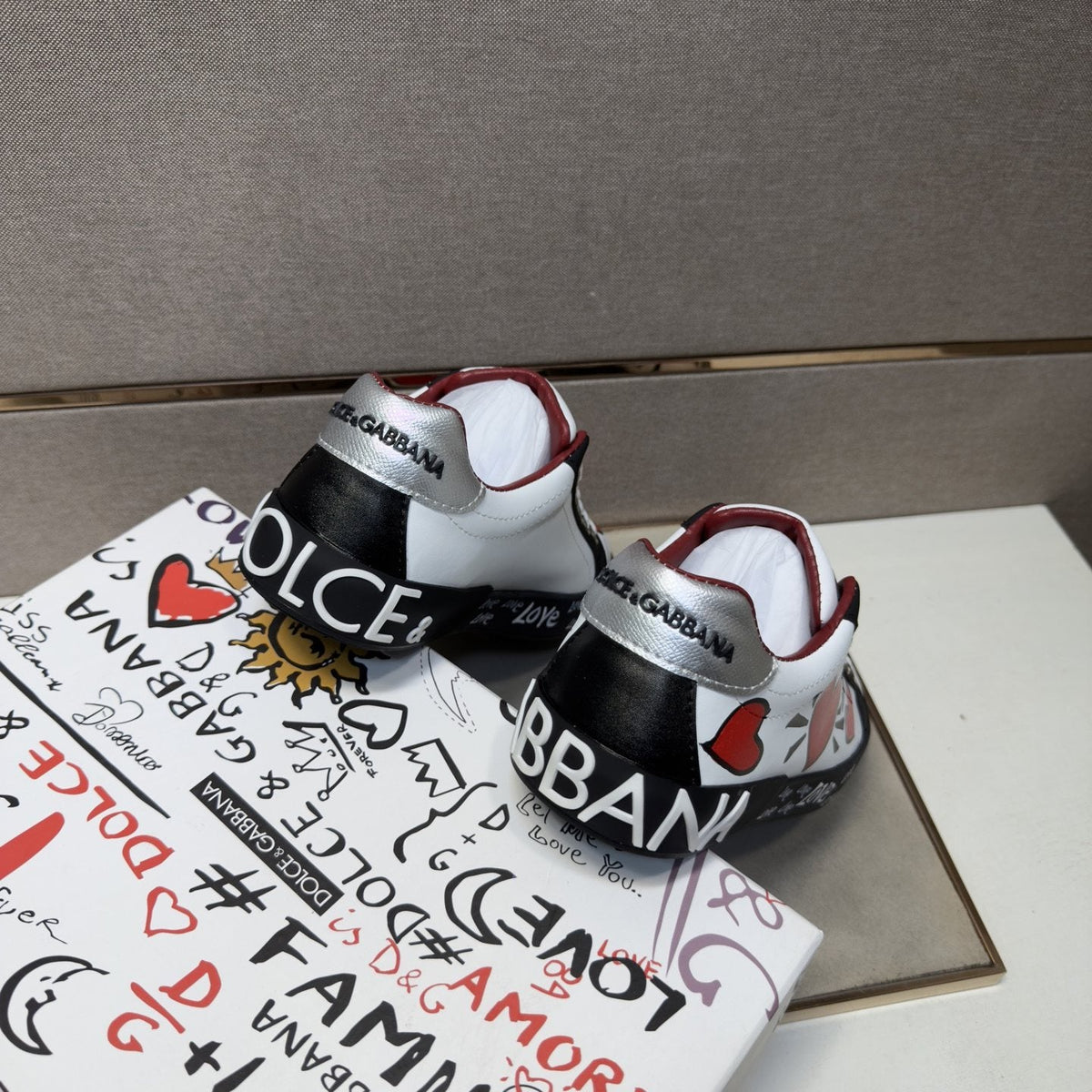 Dolce & Gabbana Men's Red Heart Low-Top Sneakers