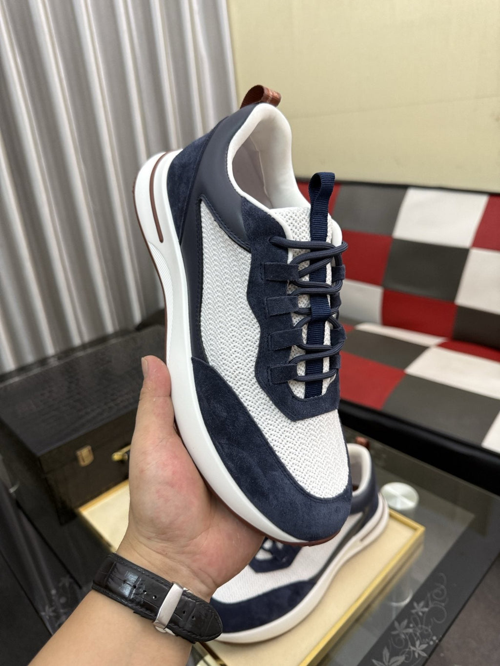 Textured Lace-Up Low-Top Sneakers