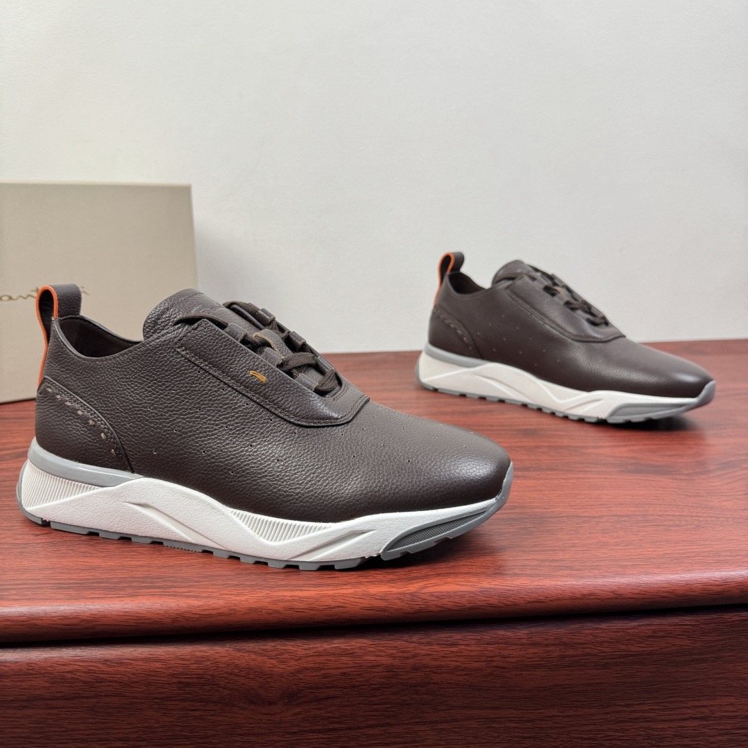 Santoni Men's Perforated Leather Low-Top Sneakers