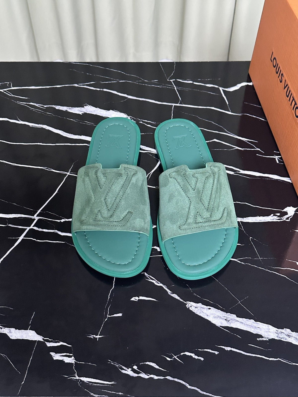 Louis Vuitton Embossed Strap Slide Sandals