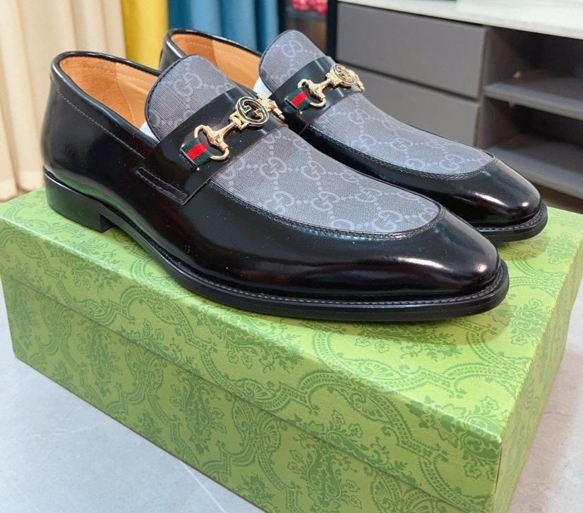 Gucci Monogram Metal Bit Loafers