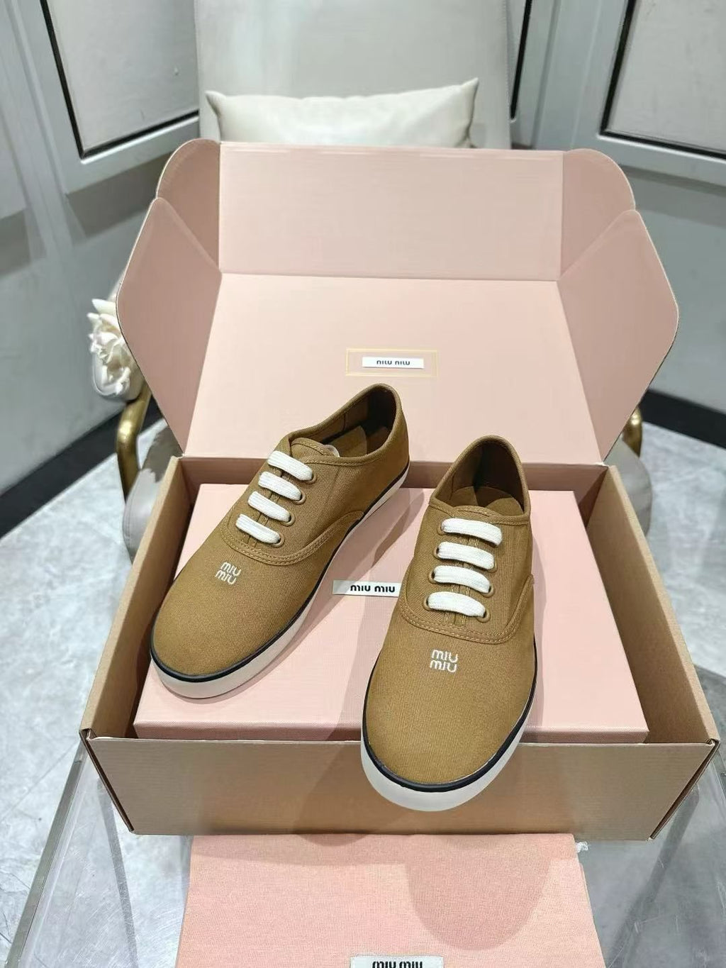 Miu Miu Low-Top Canvas Sneakers
